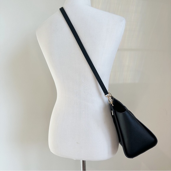 Michael Kors Selma Medium Top Zip Black Saffiano Leather Satchel Bag - Picture 4 of 16